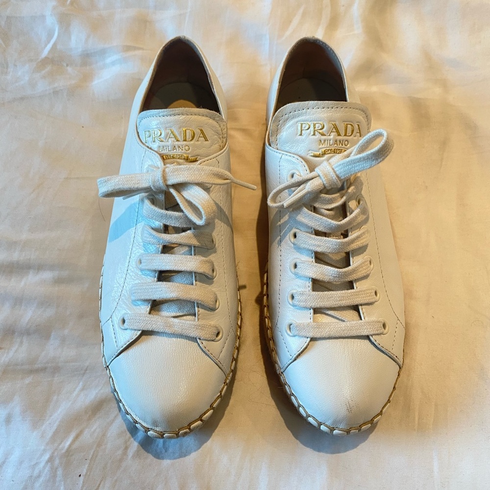 Prada Espadrille Leather Sneakers